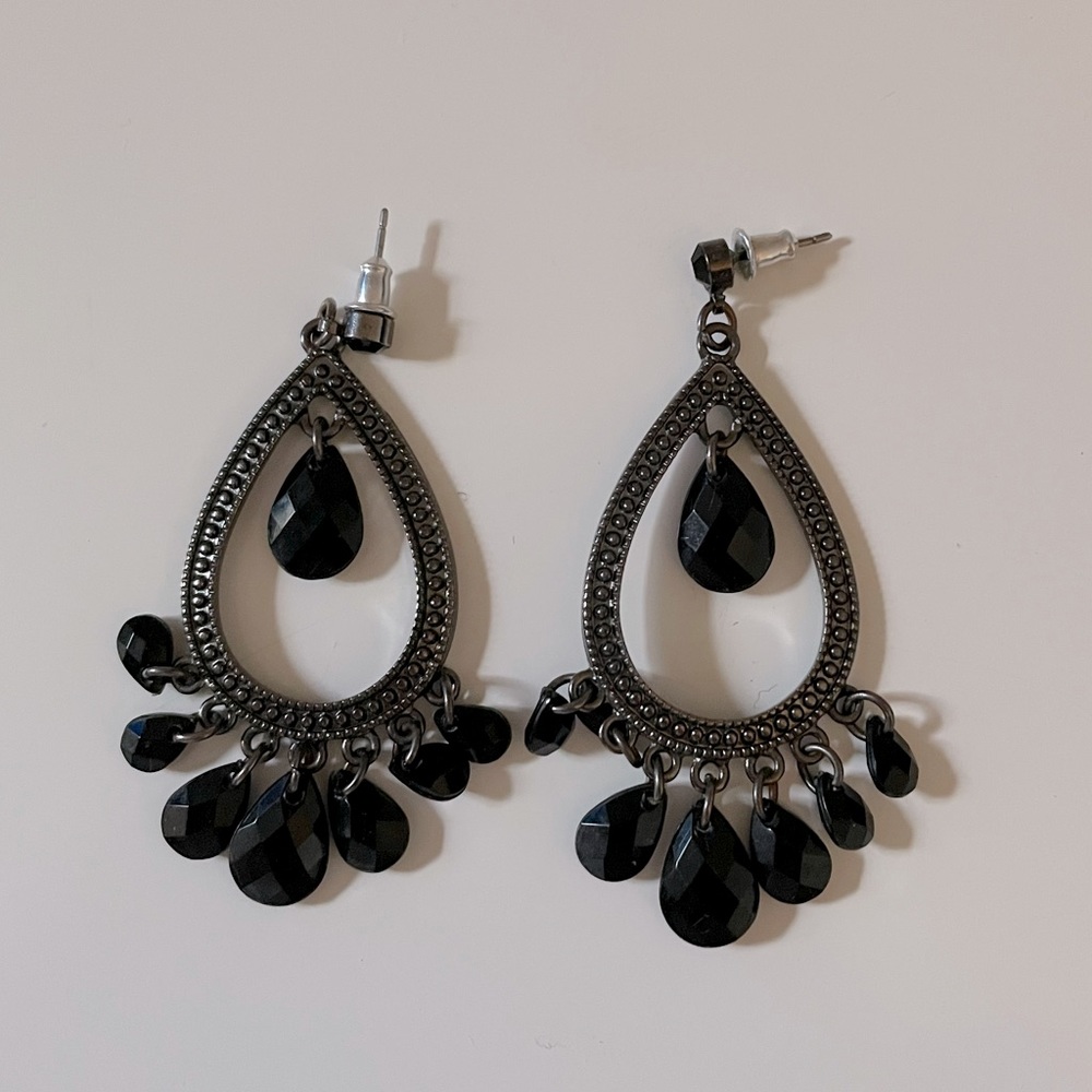 Black bead earrings